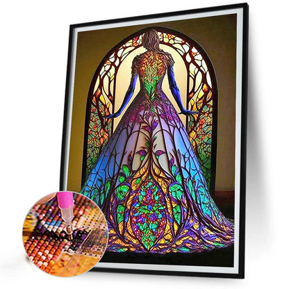 Girl Dress Glass Painting - Full Round Drill Diamond Painting 40*50CM