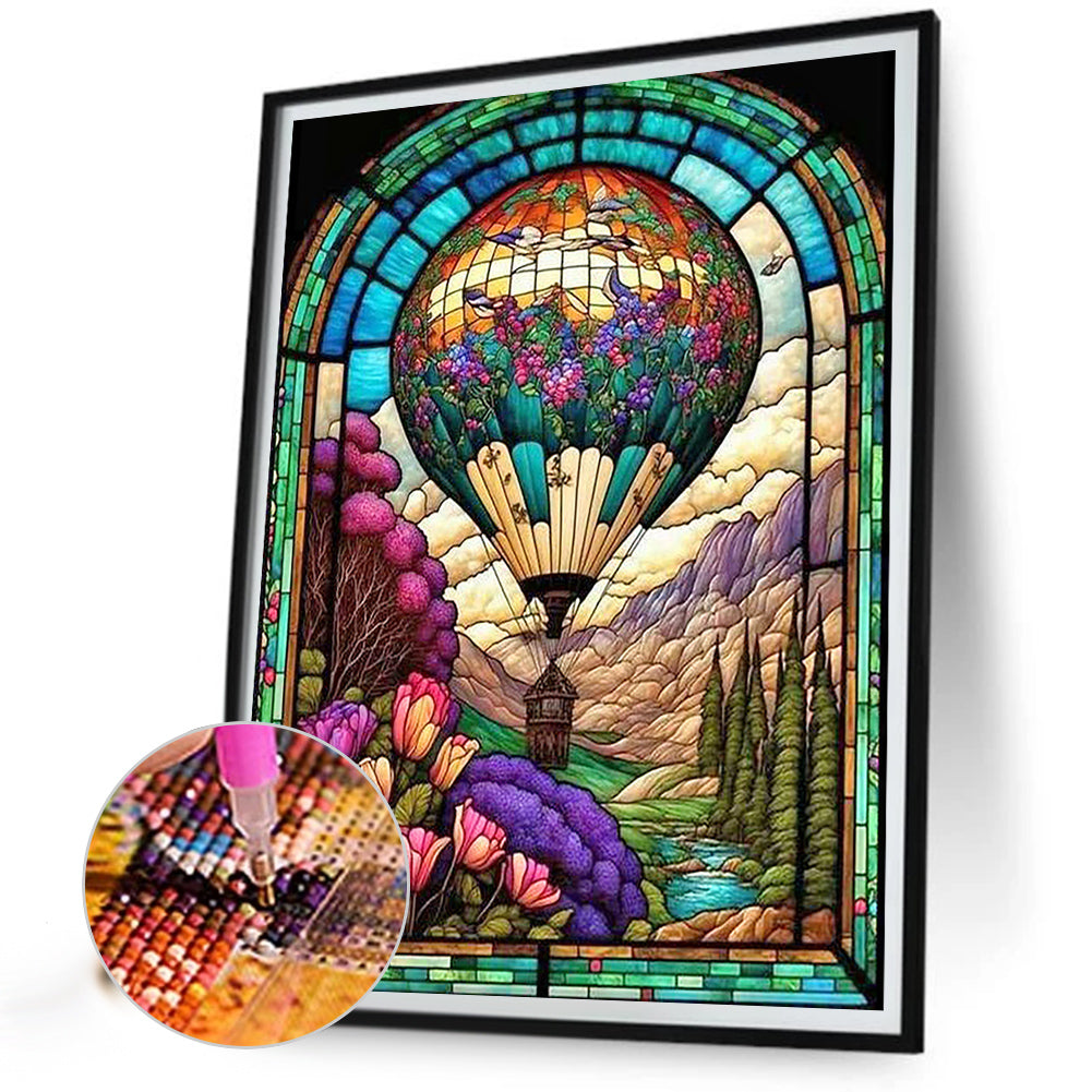 Hot Air Balloon Glass Painting - Full Round Drill Diamond Painting 40*50CM