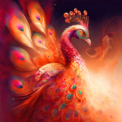 Red Peacock - Full Round Drill Diamond Painting 30*30CM