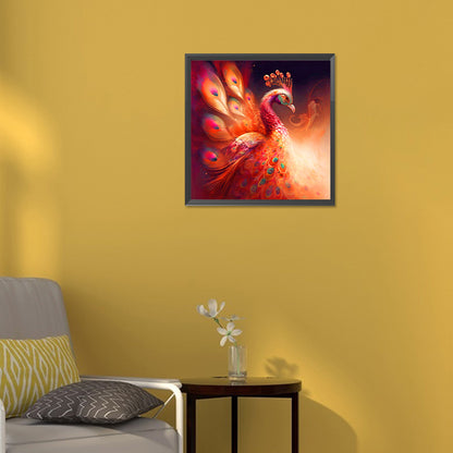 Red Peacock - Full Round Drill Diamond Painting 30*30CM