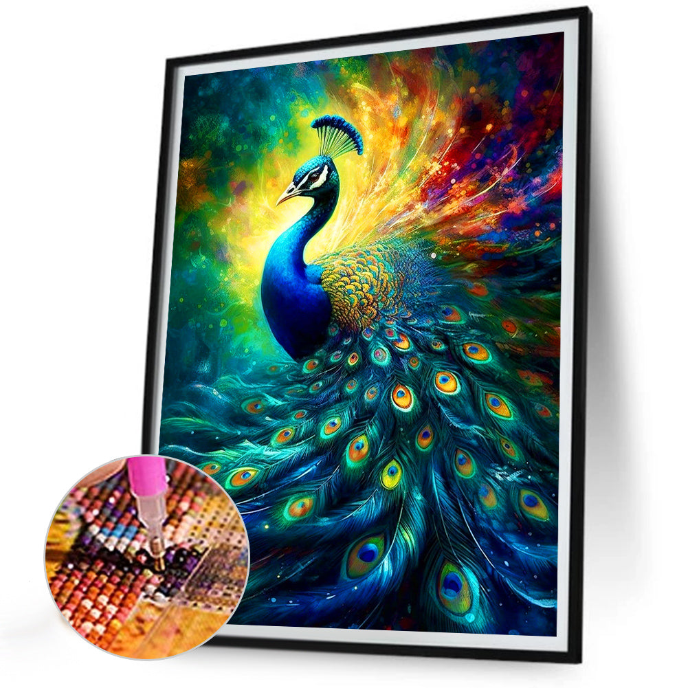 Peacock - Full Round Drill Diamond Painting 30*40CM