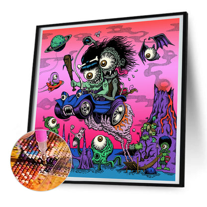 Scary Eyeball On Bike - Full Round Drill Diamond Painting 30*30CM