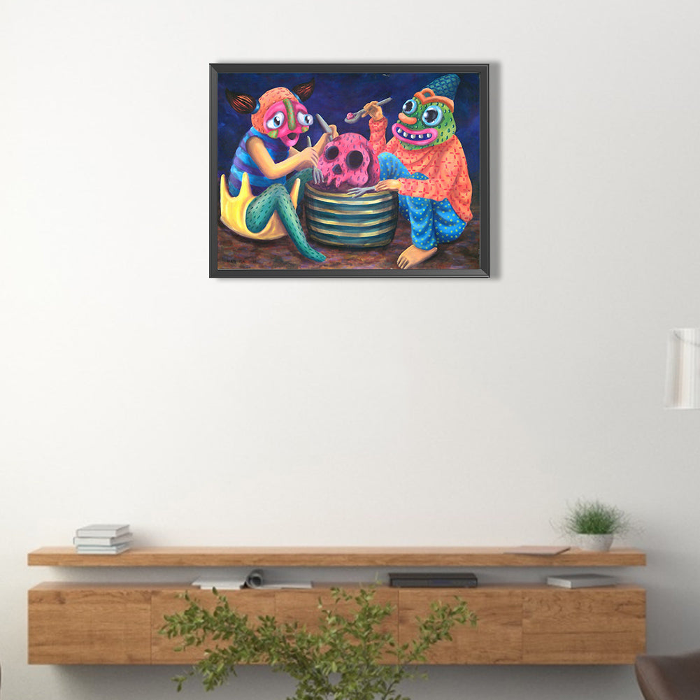 Monster Eating Ice Cream - Full Round Drill Diamond Painting 40*30CM
