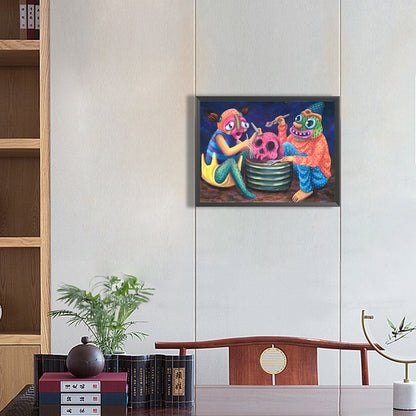 Monster Eating Ice Cream - Full Round Drill Diamond Painting 40*30CM