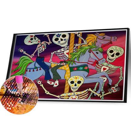Skeleton On A Carousel - Full Round Drill Diamond Painting 40*30CM