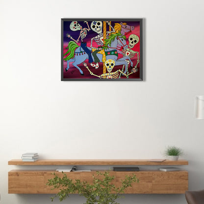 Skeleton On A Carousel - Full Round Drill Diamond Painting 40*30CM