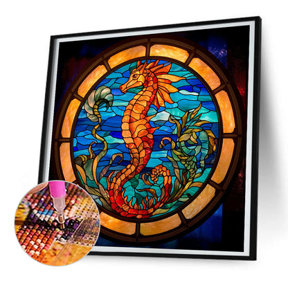 Seahorse Glass Painting - Full Round Drill Diamond Painting 30*30CM