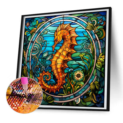 Seahorse Glass Painting - Full Round Drill Diamond Painting 30*30CM