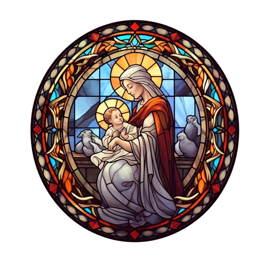 Jesus And The Virgin Glass Painting - Full Round Drill Diamond Painting 30*30CM