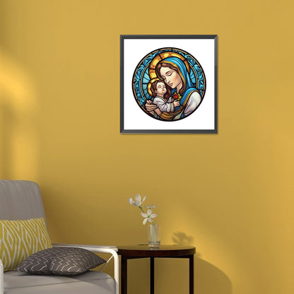 Jesus And The Virgin Glass Painting - Full Round Drill Diamond Painting 30*30CM