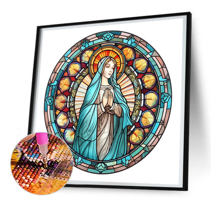 Jesus And The Virgin Glass Painting - Full Round Drill Diamond Painting 30*30CM