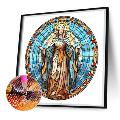 Jesus And The Virgin Glass Painting - Full Round Drill Diamond Painting 30*30CM