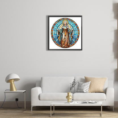 Jesus And The Virgin Glass Painting - Full Round Drill Diamond Painting 30*30CM