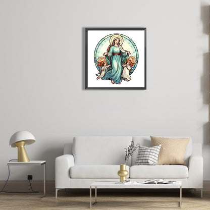 Jesus And The Virgin Glass Painting - Full Round Drill Diamond Painting 30*30CM