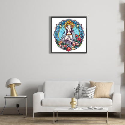 Jesus And The Virgin Glass Painting - Full Round Drill Diamond Painting 30*30CM