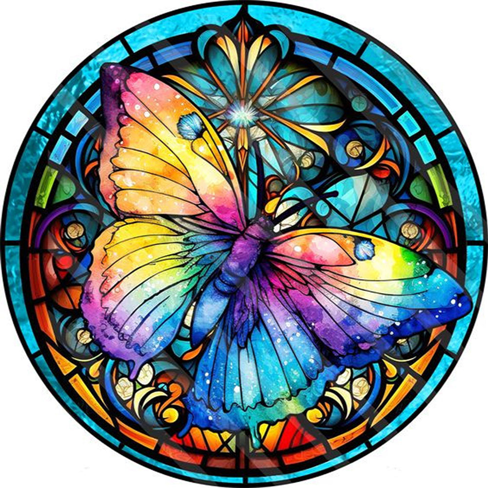 Glass Painted Butterfly - Full Square Drill Diamond Painting 40*40CM