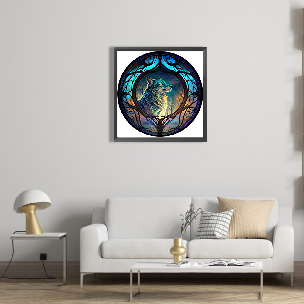 Glass Painted Wolf - Full Square Drill Diamond Painting 40*40CM