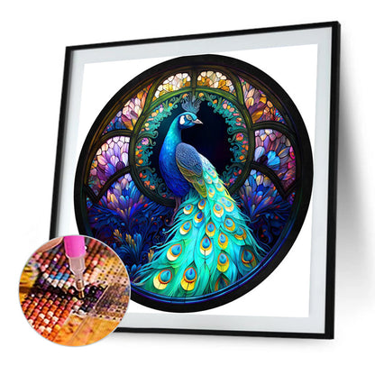 Glass Painting Peacock - Full Square Drill Diamond Painting 40*40CM