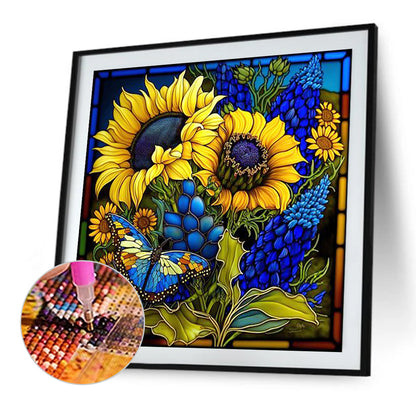 Glass Painting Sunflowers - Full Square Drill Diamond Painting 40*40CM