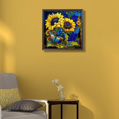 Glass Painting Sunflowers - Full Square Drill Diamond Painting 40*40CM