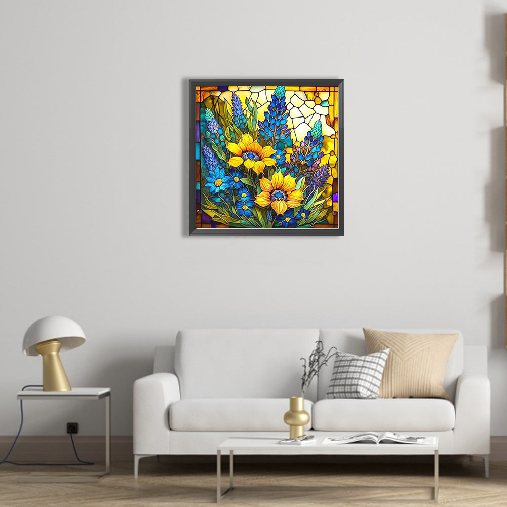 Glass Painting Sunflowers - Full Square Drill Diamond Painting 40*40CM