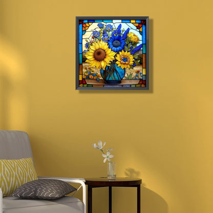 Glass Painting Sunflowers - Full Square Drill Diamond Painting 40*40CM