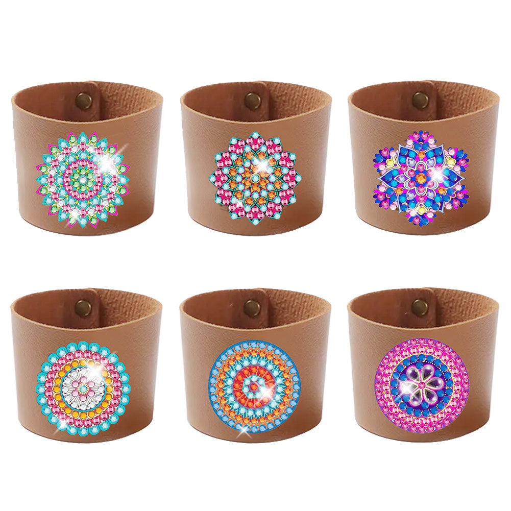 6pcs Diamond Painting Cup Sleeve Leather DIY Embroidery Art Craft Kit Home Decor