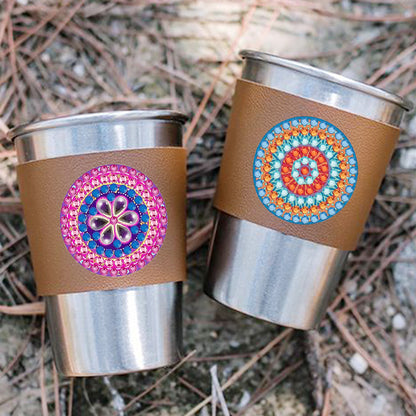 6pcs Diamond Painting Cup Sleeve Leather DIY Embroidery Art Craft Kit Home Decor