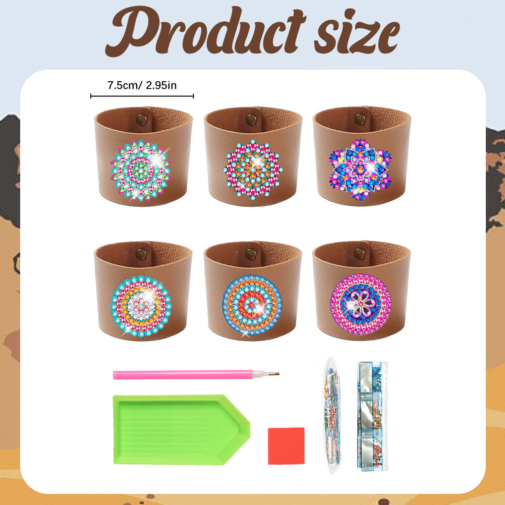 6pcs Diamond Painting Cup Sleeve Leather DIY Embroidery Art Craft Kit Home Decor