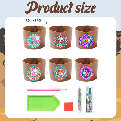 6pcs Diamond Painting Cup Sleeve Leather DIY Embroidery Art Craft Kit Home Decor