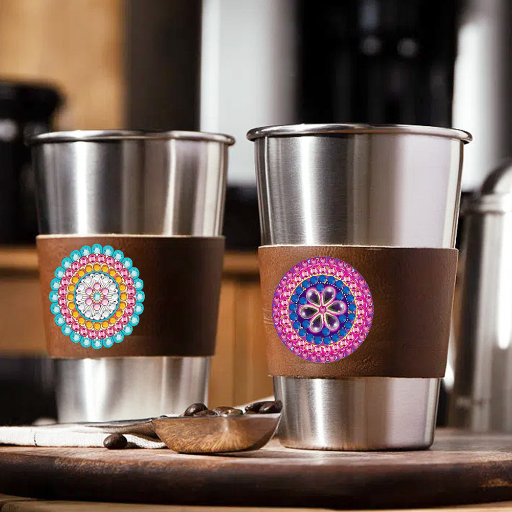 6pcs Diamond Painting Cup Sleeve Leather DIY Embroidery Art Craft Kit Home Decor