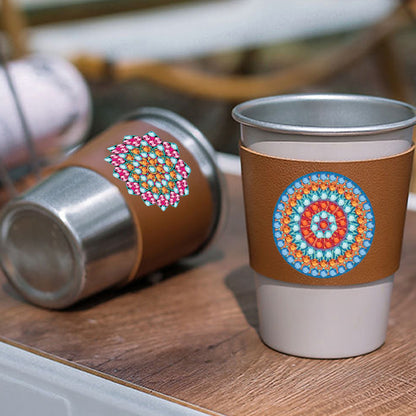 6pcs Diamond Painting Cup Sleeve Leather DIY Embroidery Art Craft Kit Home Decor