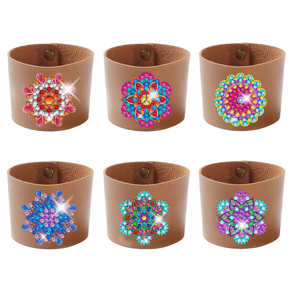 6pcs Diamond Painting Cup Sleeve Leather DIY Embroidery Art Craft Kit Home Decor