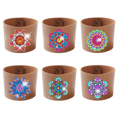 6pcs Diamond Painting Cup Sleeve Leather DIY Embroidery Art Craft Kit Home Decor