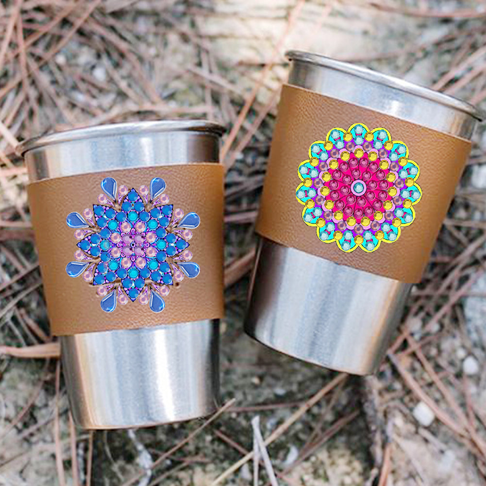 6pcs Diamond Painting Cup Sleeve Leather DIY Embroidery Art Craft Kit Home Decor