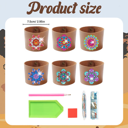 6pcs Diamond Painting Cup Sleeve Leather DIY Embroidery Art Craft Kit Home Decor