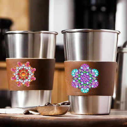 6pcs Diamond Painting Cup Sleeve Leather DIY Embroidery Art Craft Kit Home Decor