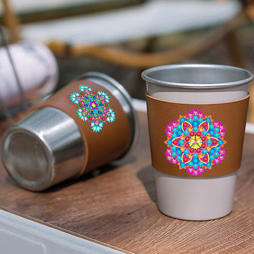 6pcs Diamond Painting Cup Sleeve Leather DIY Embroidery Art Craft Kit Home Decor