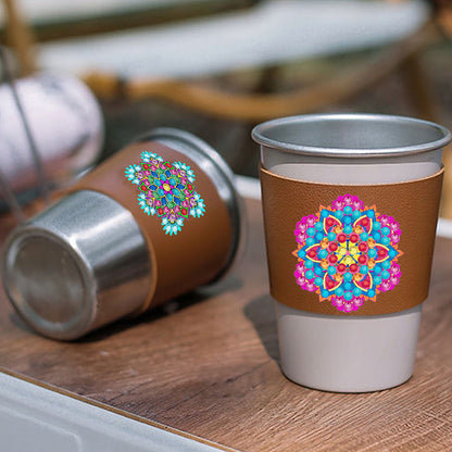 6pcs Diamond Painting Cup Sleeve Leather DIY Embroidery Art Craft Kit Home Decor