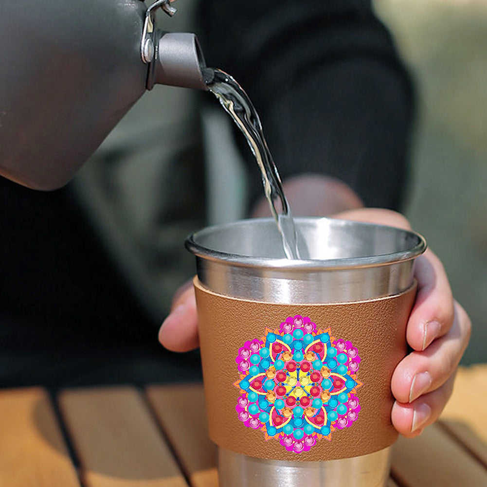 6pcs Diamond Painting Cup Sleeve Leather DIY Embroidery Art Craft Kit Home Decor