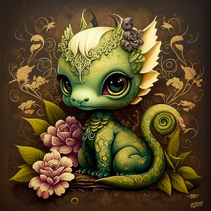 Small Dinosaur - Full Round Drill Diamond Painting 30*30CM