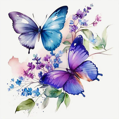 Watercolor Butterfly - Full Round Drill Diamond Painting 30*30CM