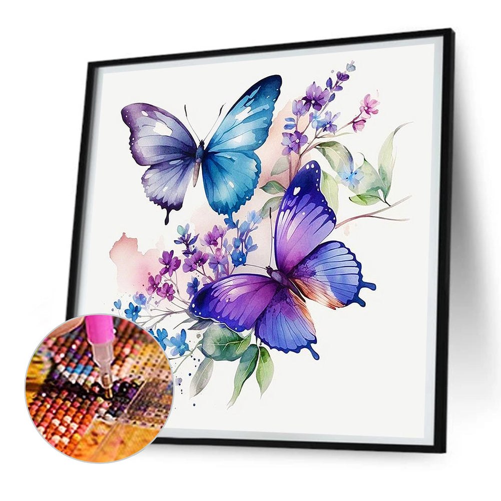 Watercolor Butterfly - Full Round Drill Diamond Painting 30*30CM