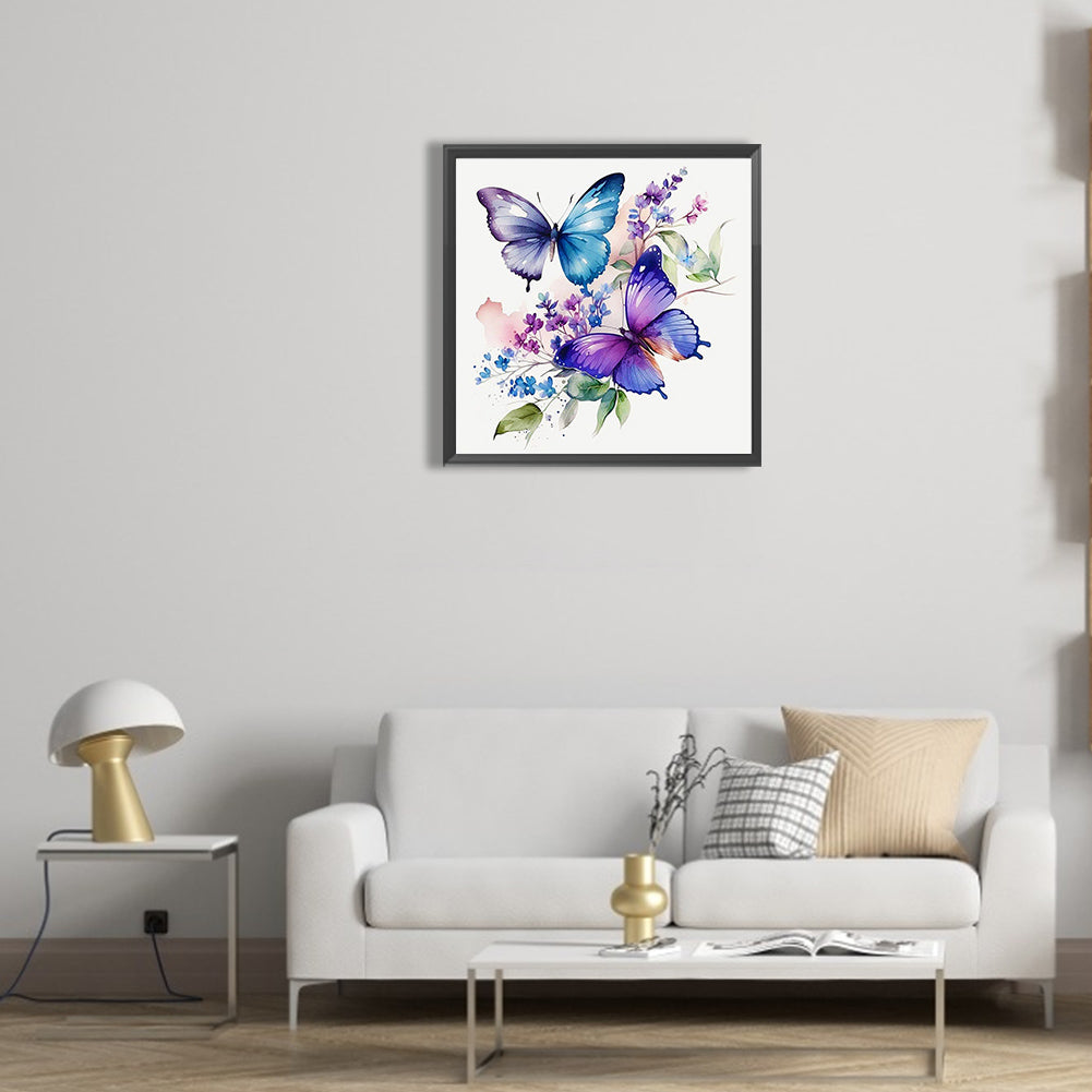 Watercolor Butterfly - Full Round Drill Diamond Painting 30*30CM