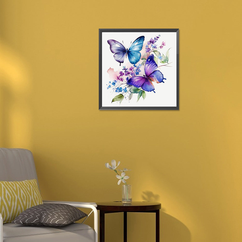 Watercolor Butterfly - Full Round Drill Diamond Painting 30*30CM