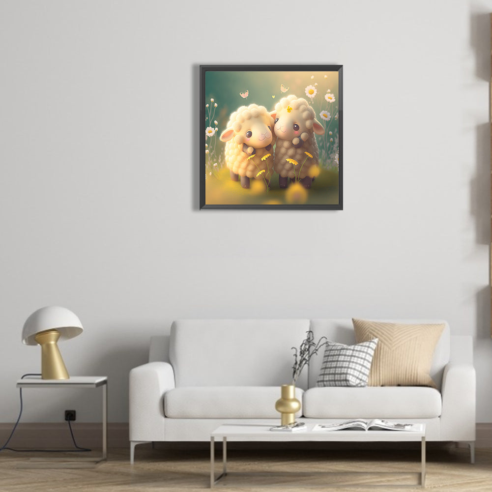 Love The Little Sheep - Full Round Drill Diamond Painting 30*30CM