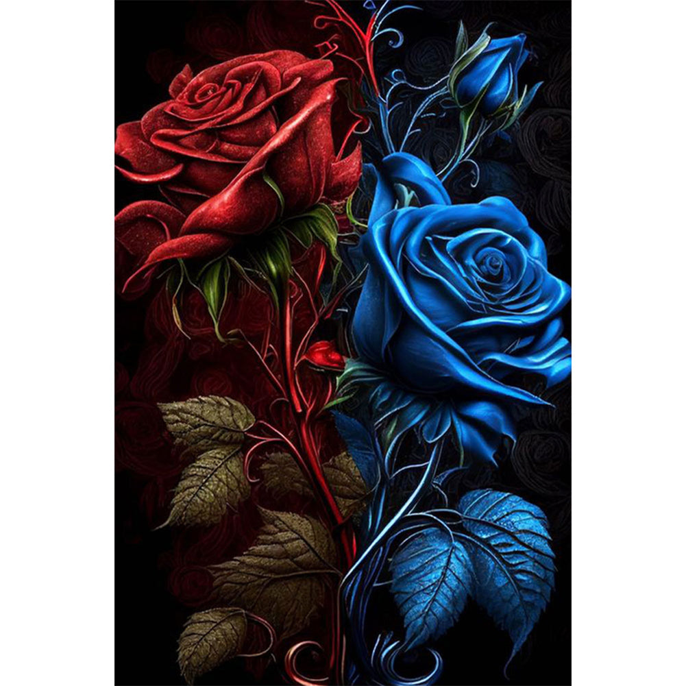 Red And Blue Roses - Full Square Drill Diamond Painting 40*60CM