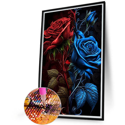 Red And Blue Roses - Full Square Drill Diamond Painting 40*60CM