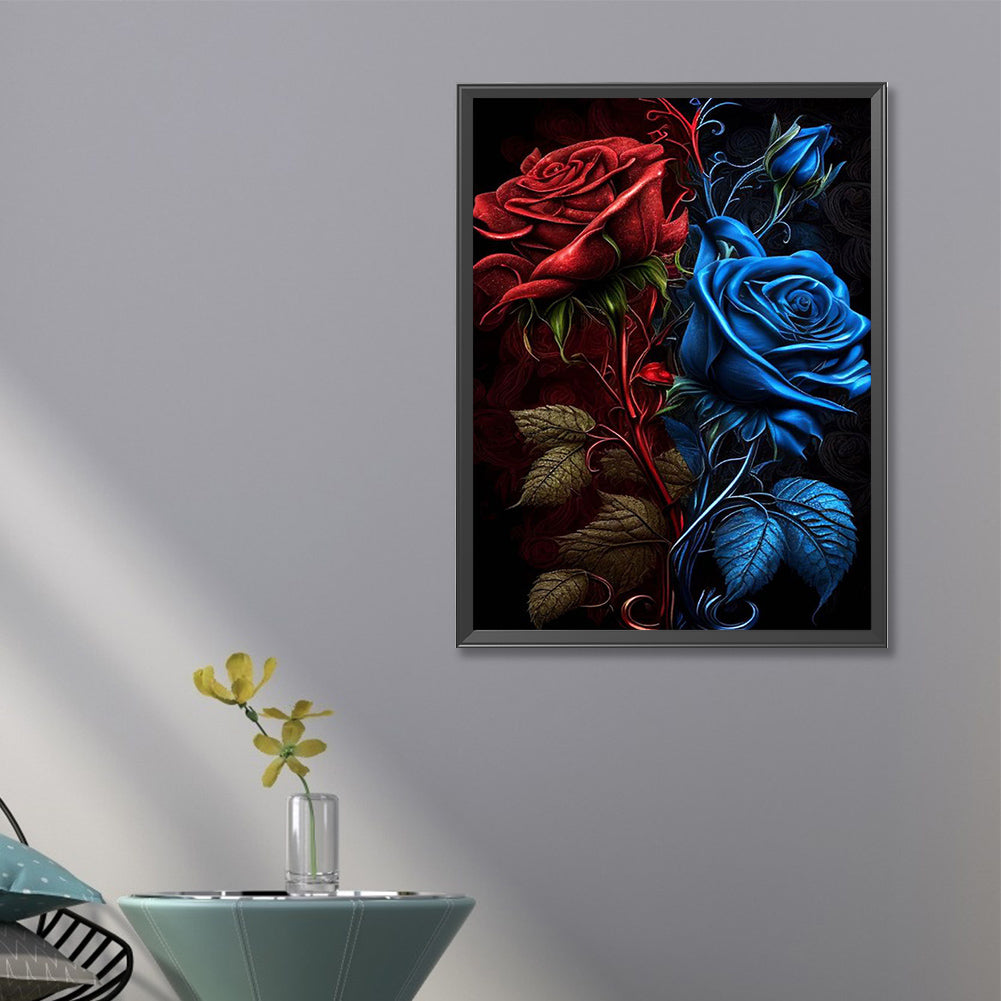 Red And Blue Roses - Full Square Drill Diamond Painting 40*60CM