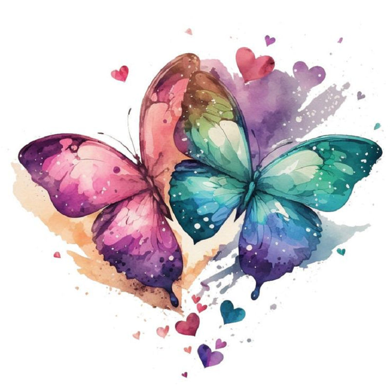 Watercolor Butterfly - Full Round Drill Diamond Painting 30*30CM